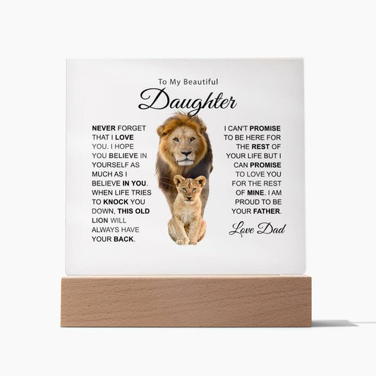 To My Beautiful Daughter This Old Lion Love Dad Acrylic Plaque Dad Daughter Gift