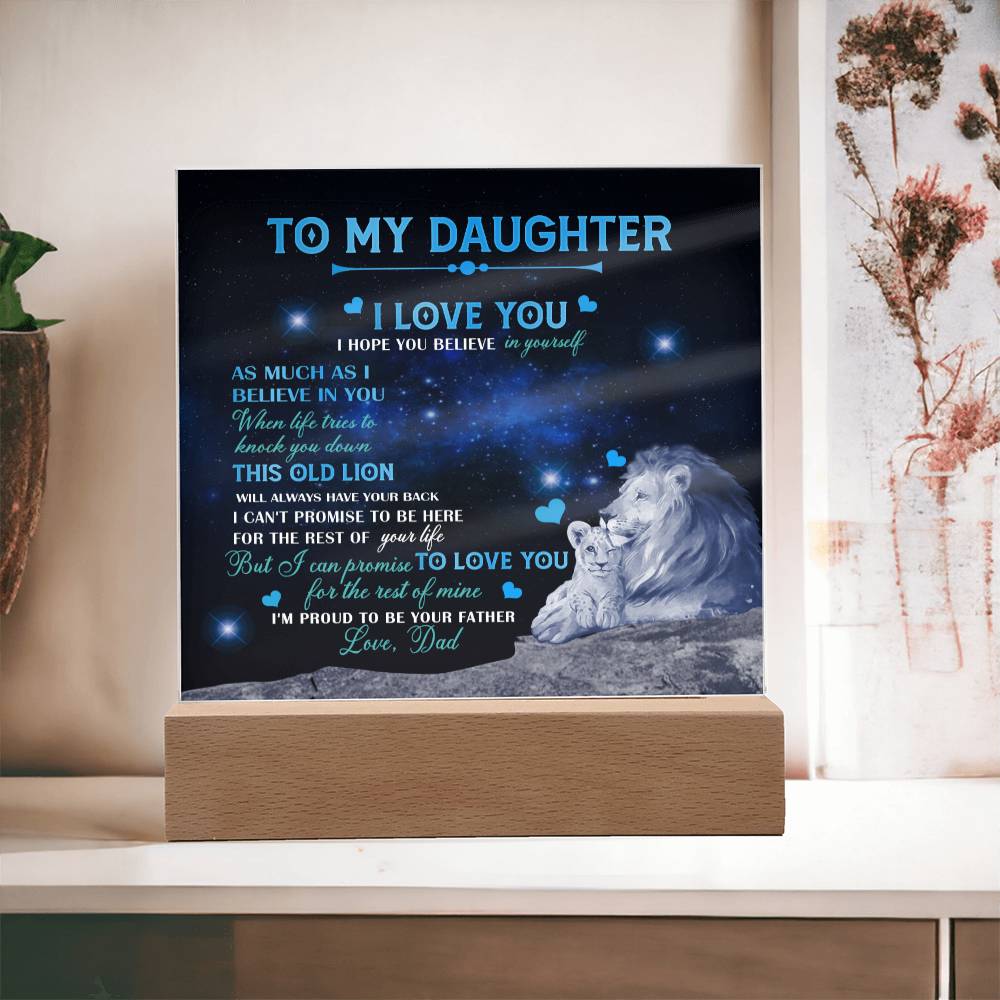 Dad To Daughter Necklace Jewelry Gift for Daughter from Dad Father Daughter Gift 175009114907 Acrylic Square Plaque Wooden Base with LED