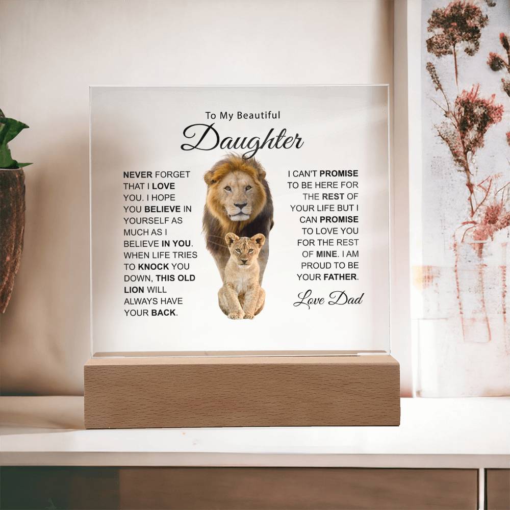 To My Beautiful Daughter This Old Lion Love Dad Acrylic Plaque Dad Daughter Gift
