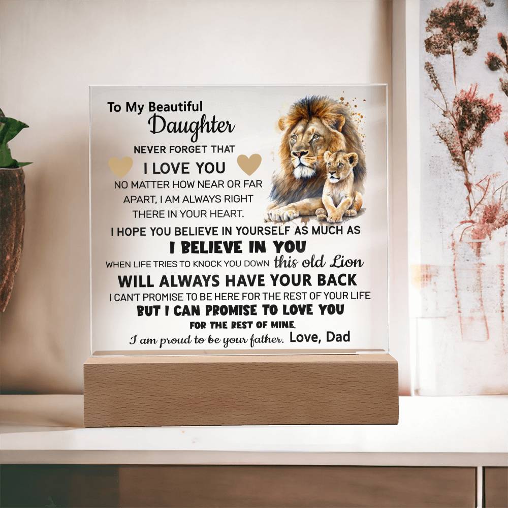 To My Daughter Gift from Dad, Daughter Acrylic Plaque, Unique Gift for Daughter