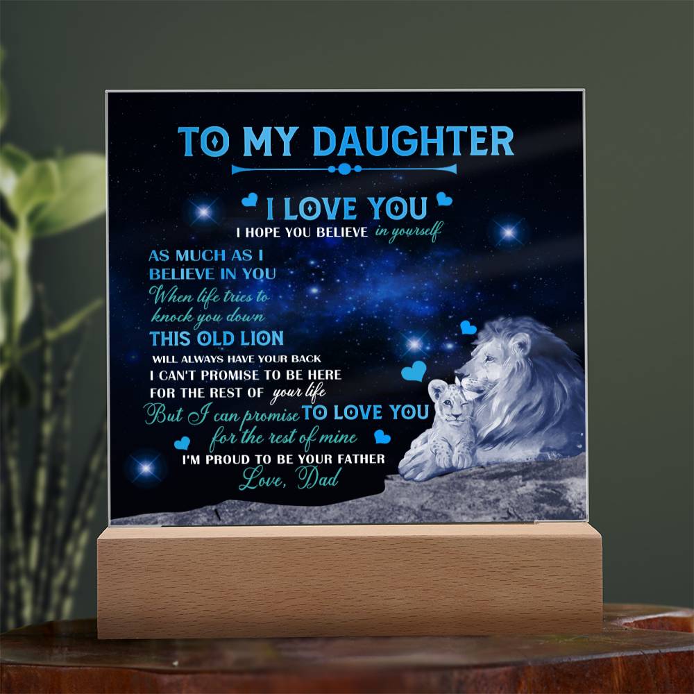 Dad To Daughter Necklace Jewelry Gift for Daughter from Dad Father Daughter Gift 175009114907 Acrylic Square Plaque Wooden Base with LED