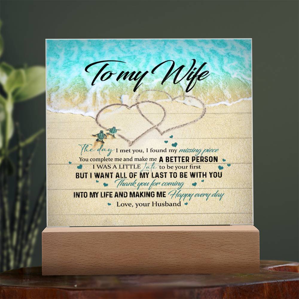 To My Wife Gift Alluring Necklace Valentines Gift For Wife Necklace For Women Acrylic Square Plaque Wooden Base with LED
