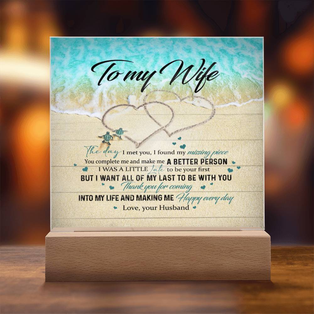 To My Wife Gift Alluring Necklace Valentines Gift For Wife Necklace For Women Acrylic Square Plaque Wooden Base with LED