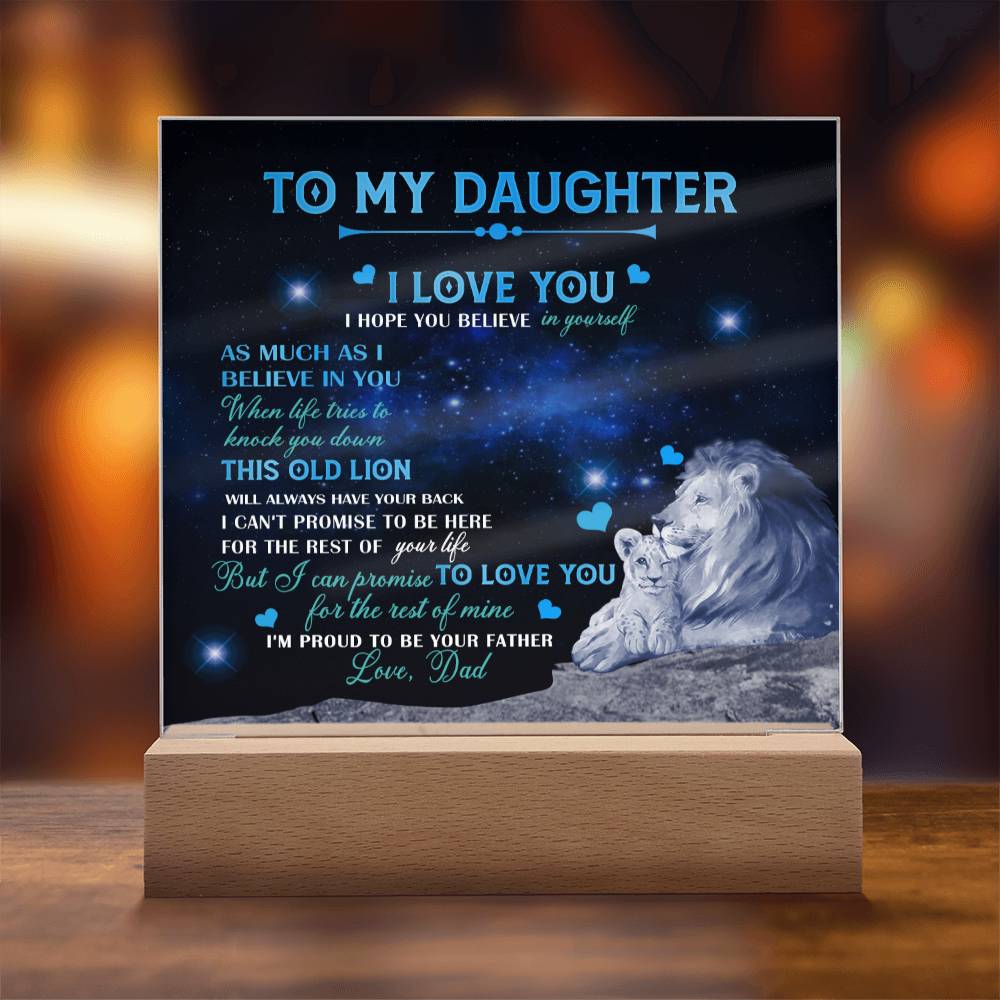 Dad To Daughter Necklace Jewelry Gift for Daughter from Dad Father Daughter Gift 175009114907 Acrylic Square Plaque Wooden Base with LED