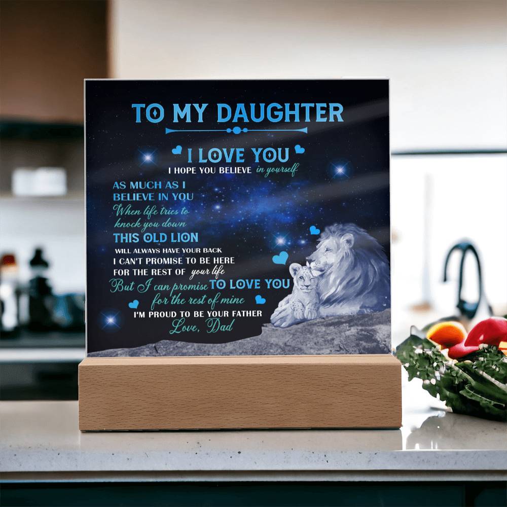 Dad To Daughter Necklace Jewelry Gift for Daughter from Dad Father Daughter Gift 175009114907 Acrylic Square Plaque Wooden Base with LED