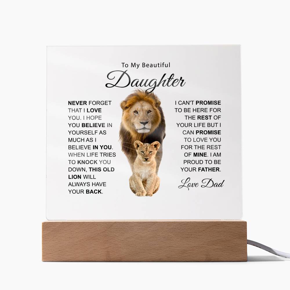 To My Beautiful Daughter This Old Lion Love Dad Acrylic Plaque Dad Daughter Gift