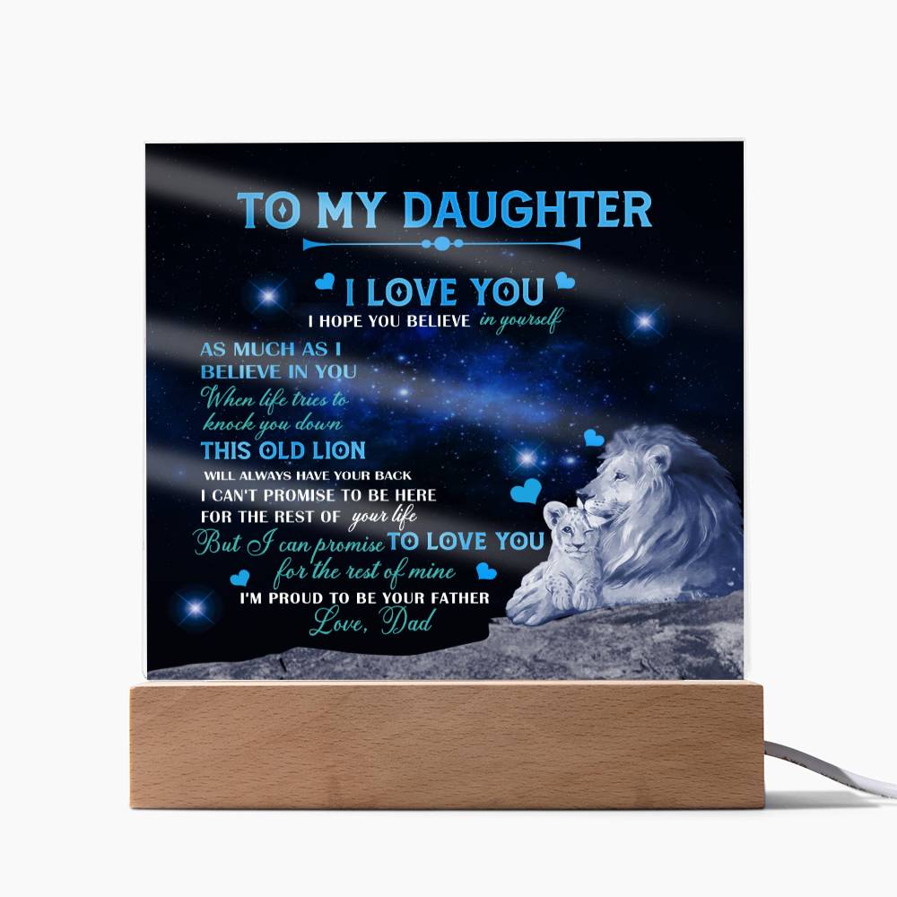 Dad To Daughter Necklace Jewelry Gift for Daughter from Dad Father Daughter Gift 175009114907 Acrylic Square Plaque Wooden Base with LED