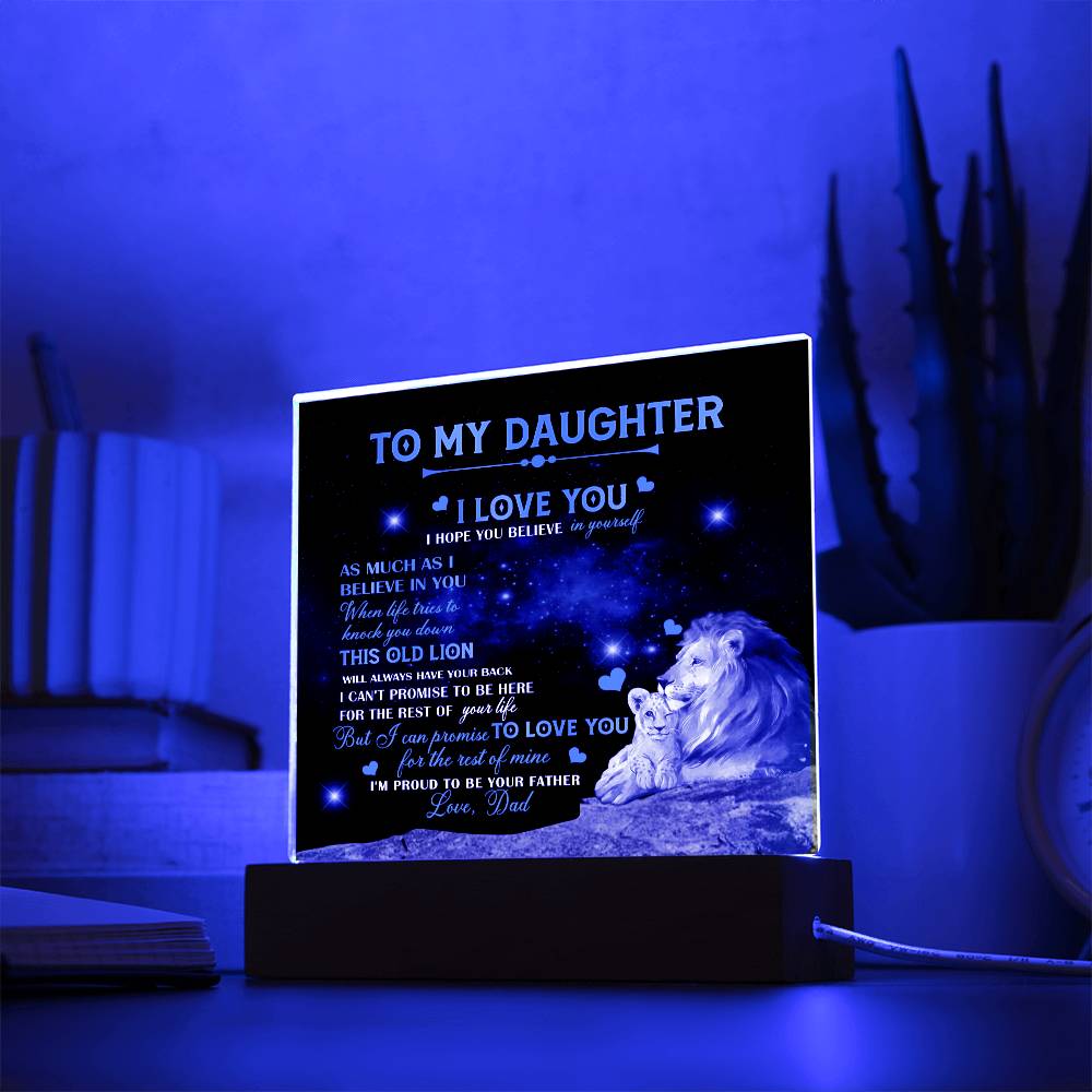 Dad To Daughter Necklace Jewelry Gift for Daughter from Dad Father Daughter Gift 175009114907 Acrylic Square Plaque Wooden Base with LED