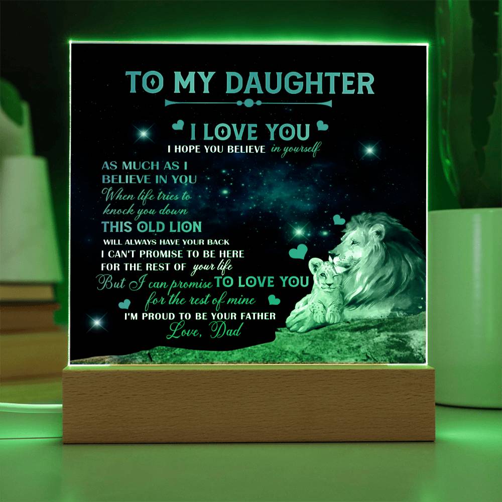 Dad To Daughter Necklace Jewelry Gift for Daughter from Dad Father Daughter Gift 175009114907 Acrylic Square Plaque Wooden Base with LED