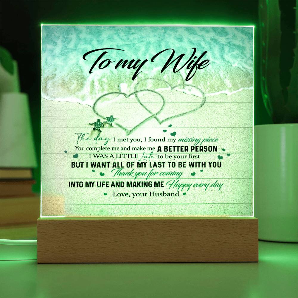 To My Wife Gift Alluring Necklace Valentines Gift For Wife Necklace For Women Acrylic Square Plaque Wooden Base with LED