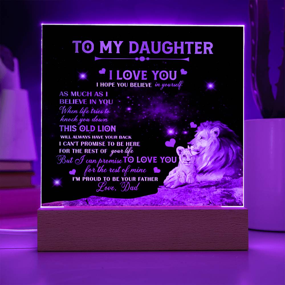 Dad To Daughter Necklace Jewelry Gift for Daughter from Dad Father Daughter Gift 175009114907 Acrylic Square Plaque Wooden Base with LED