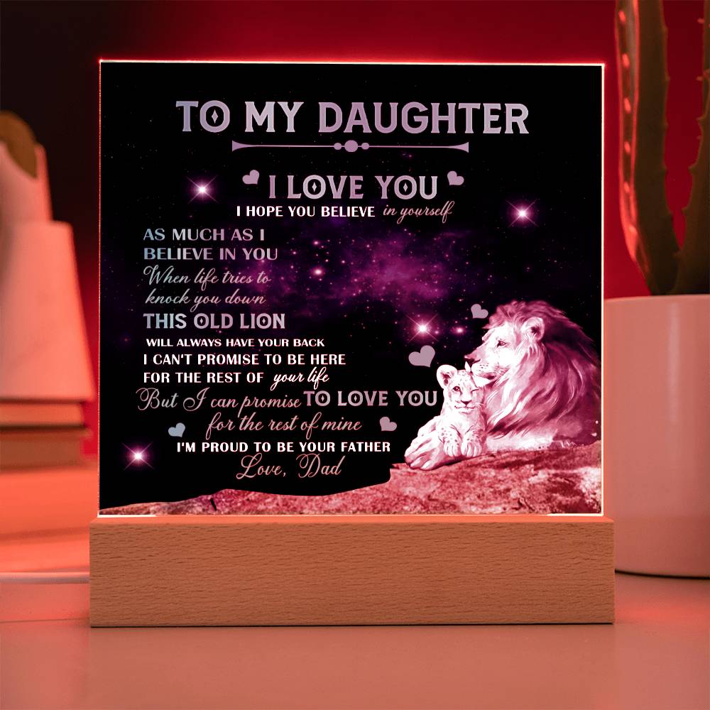 Dad To Daughter Necklace Jewelry Gift for Daughter from Dad Father Daughter Gift 175009114907 Acrylic Square Plaque Wooden Base with LED