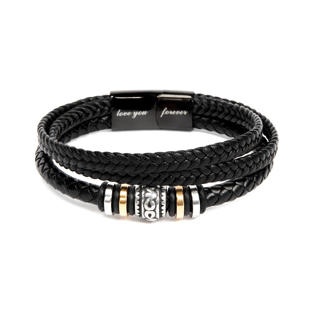 To My Grandson From Grandma, Braided Leather Bracelet With Love You Forever Message, Thoughtful Bracelets Gift from Grandpa And Grandma with Messages Card And Box On Christmas, Graduation