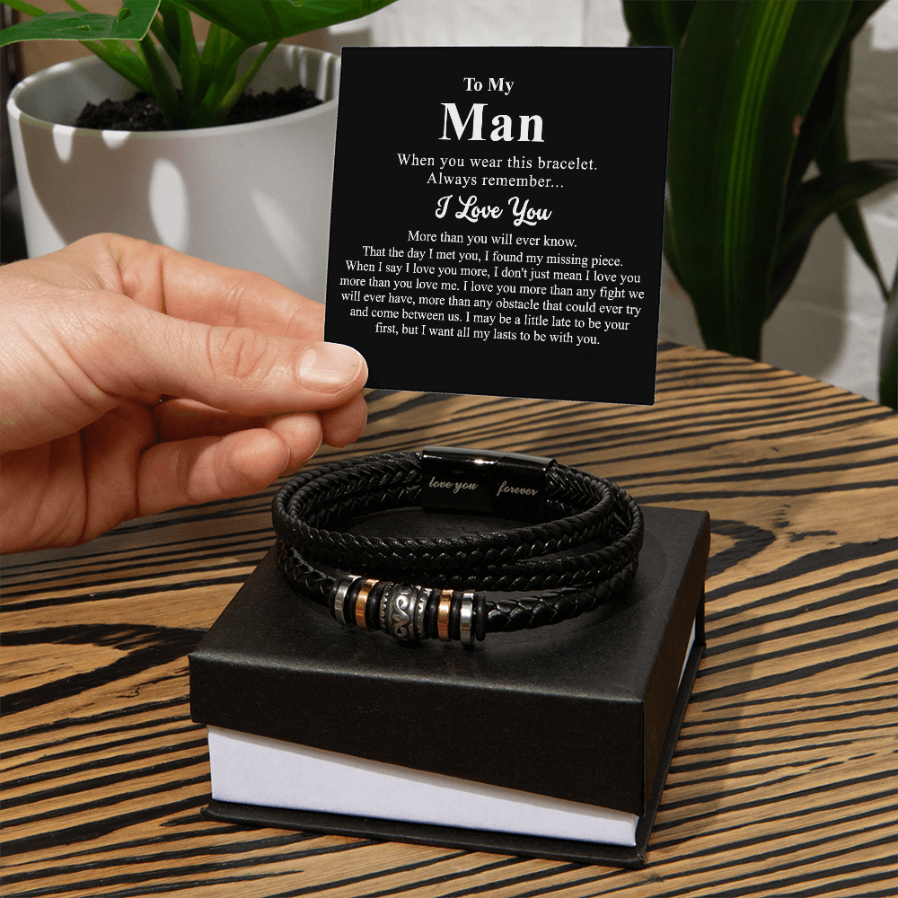 To My Man Bracelet Gift For Him, Man And Women Jewelry Gift For Men Christmas