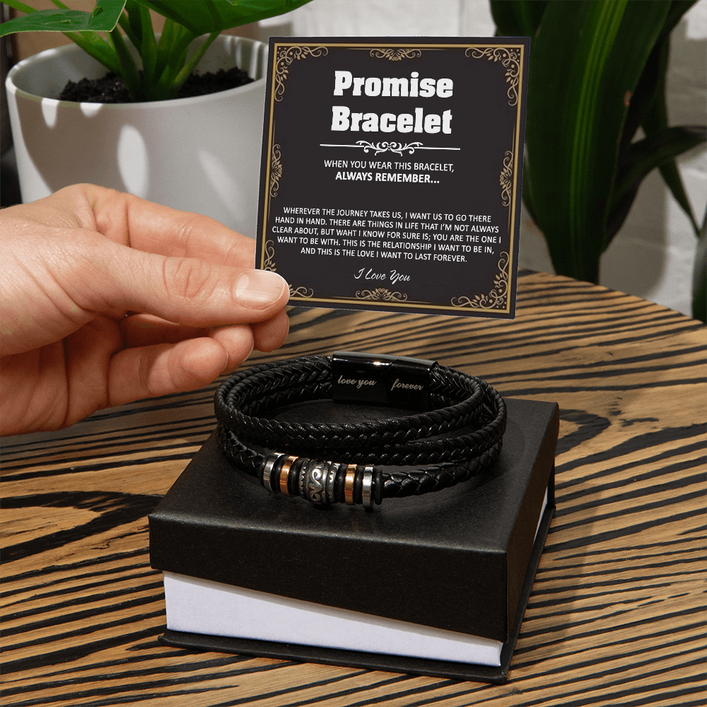 Promise Bracelet With Box From Girlfriend, Girls Jewelry Gift For Mens, I Love You Forever Bracelets Gifts For Him, Promise Bracelets Gift Card In My Massage Braided Leather Gift On Anniversary