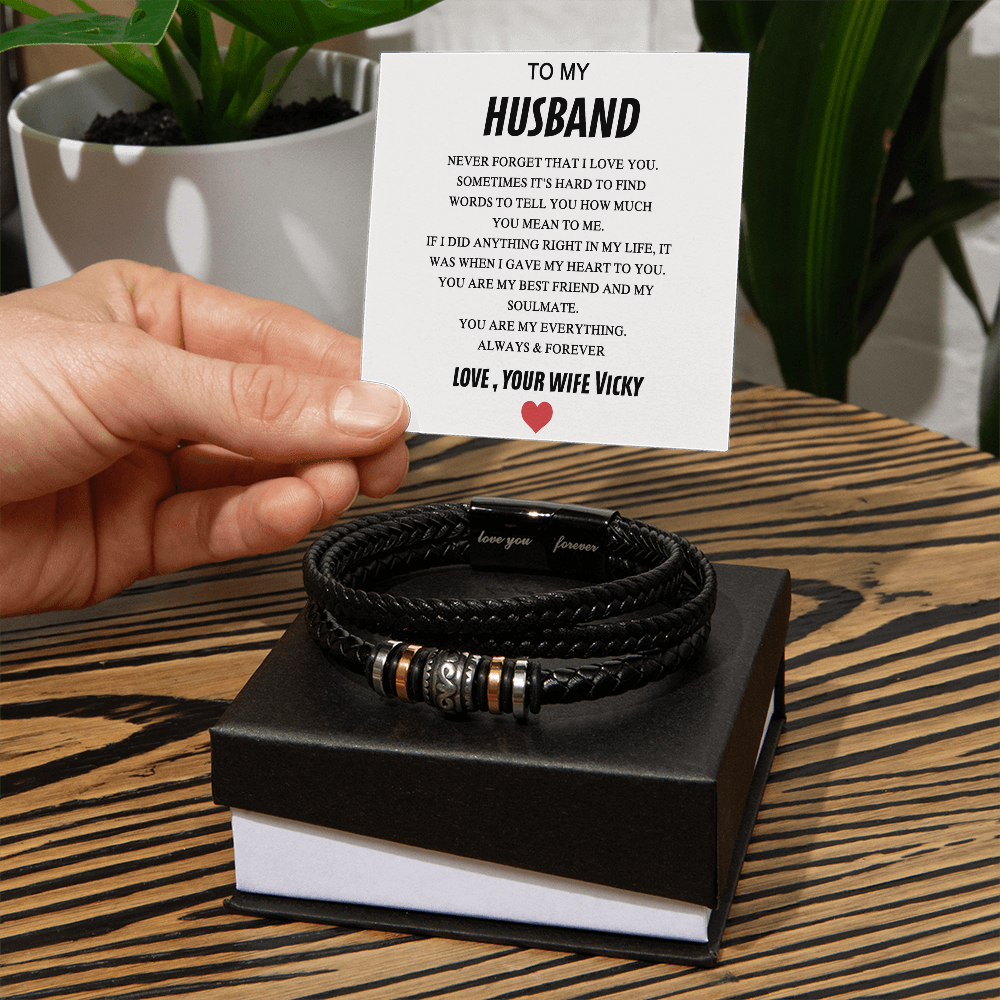 To My Husband Bracelet From Wife, Jewelry Gift For Him Men On Wedding Christmas