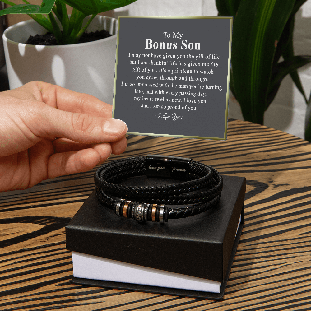 To My Bonus Son Love You Forever Bracelet, Jewelry Gift Son From Dad Bracelets