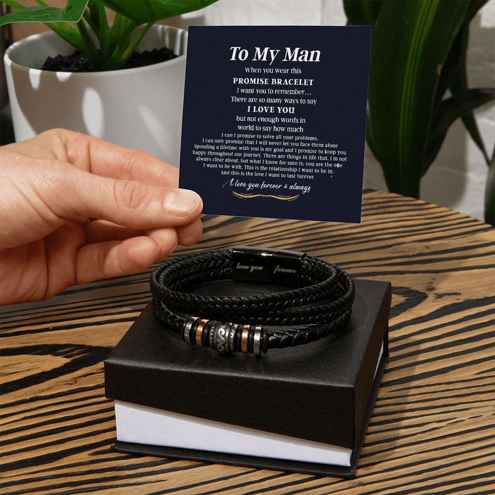 To My Man Bracelet Gift For Him, I Love You Jewelry Gift For Men On Christmas