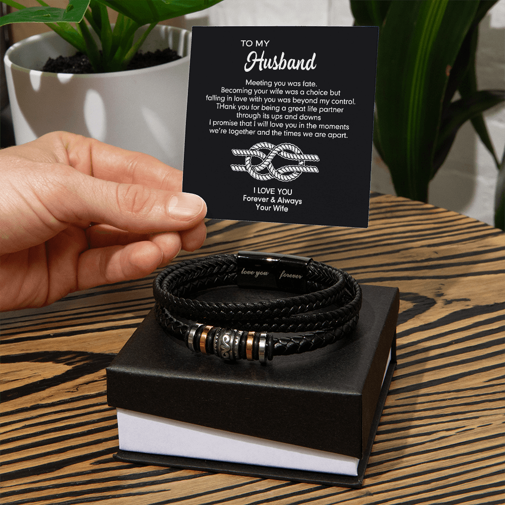 To My Husband Bracelet From Wife, Inspirational Bracelets With Message Card In Box Gift For Him, Wristband Husband And Wife Jewelry For Birthday, Christmas, Graduation Love You Forever Bracelets