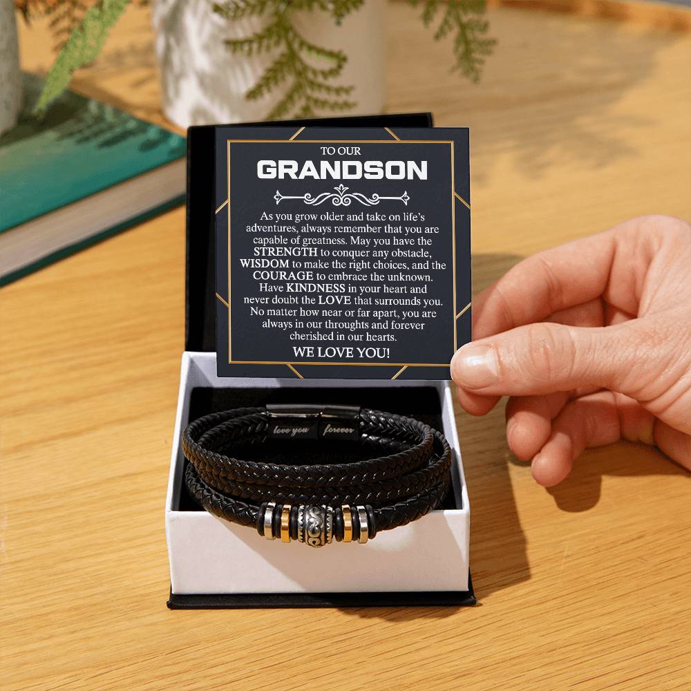 To Our Grandson Bracelet From Grandma, Jewelry Gift For Mens Bracelets Grandson