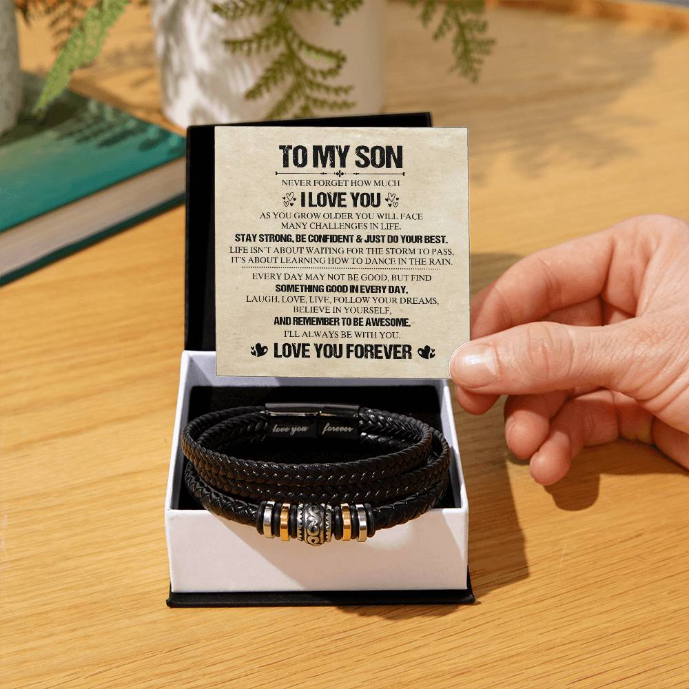 To My Son Bracelet From Dad, Bracelet Jewelry With Message Card and Box For Him