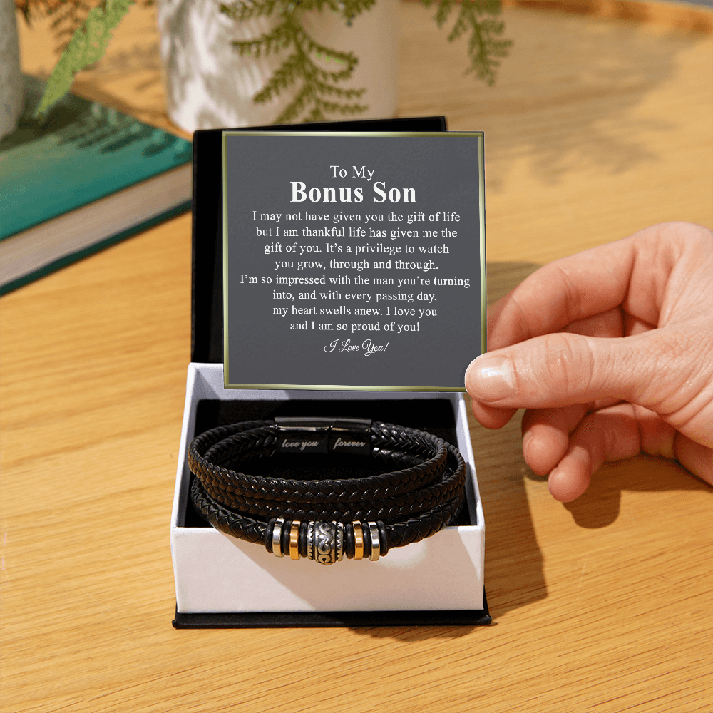 To My Bonus Son Love You Forever Bracelet, Jewelry Gift Son From Dad Bracelets