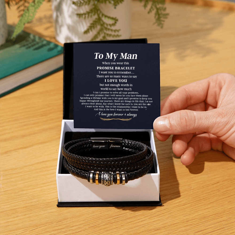 To My Man Bracelet Gift For Him, I Love You Jewelry Gift For Men On Christmas