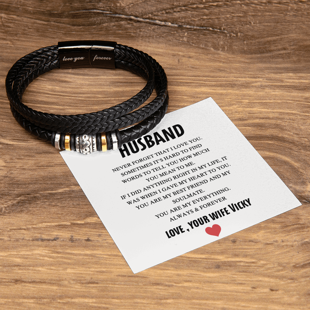 To My Husband Bracelet From Wife, Jewelry Gift For Him Men On Wedding Christmas