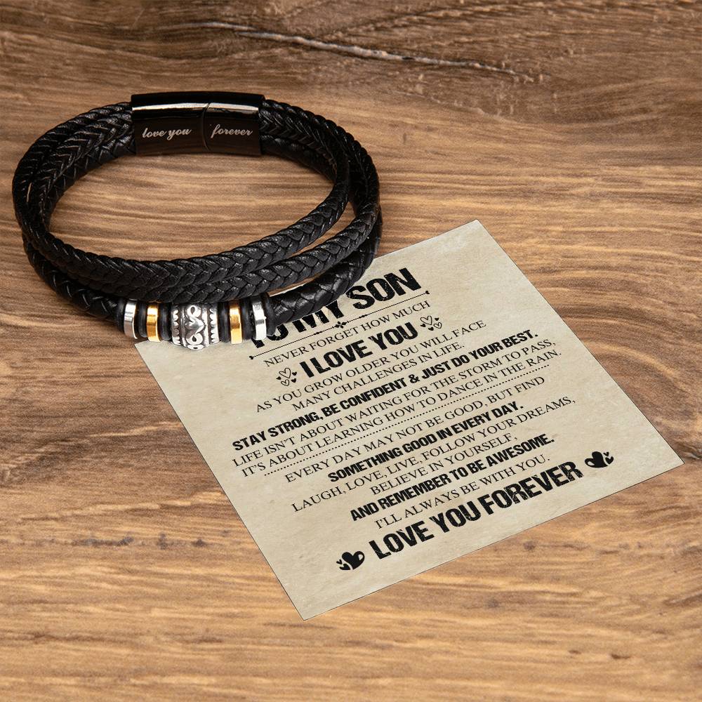 To My Son Bracelet From Dad, Bracelet Jewelry With Message Card and Box For Him