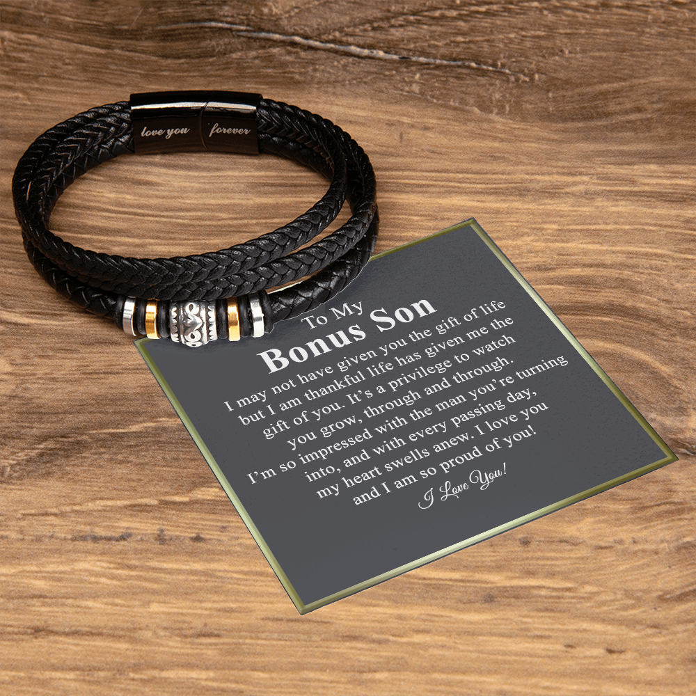 To My Bonus Son Love You Forever Bracelet, Jewelry Gift Son From Dad Bracelets