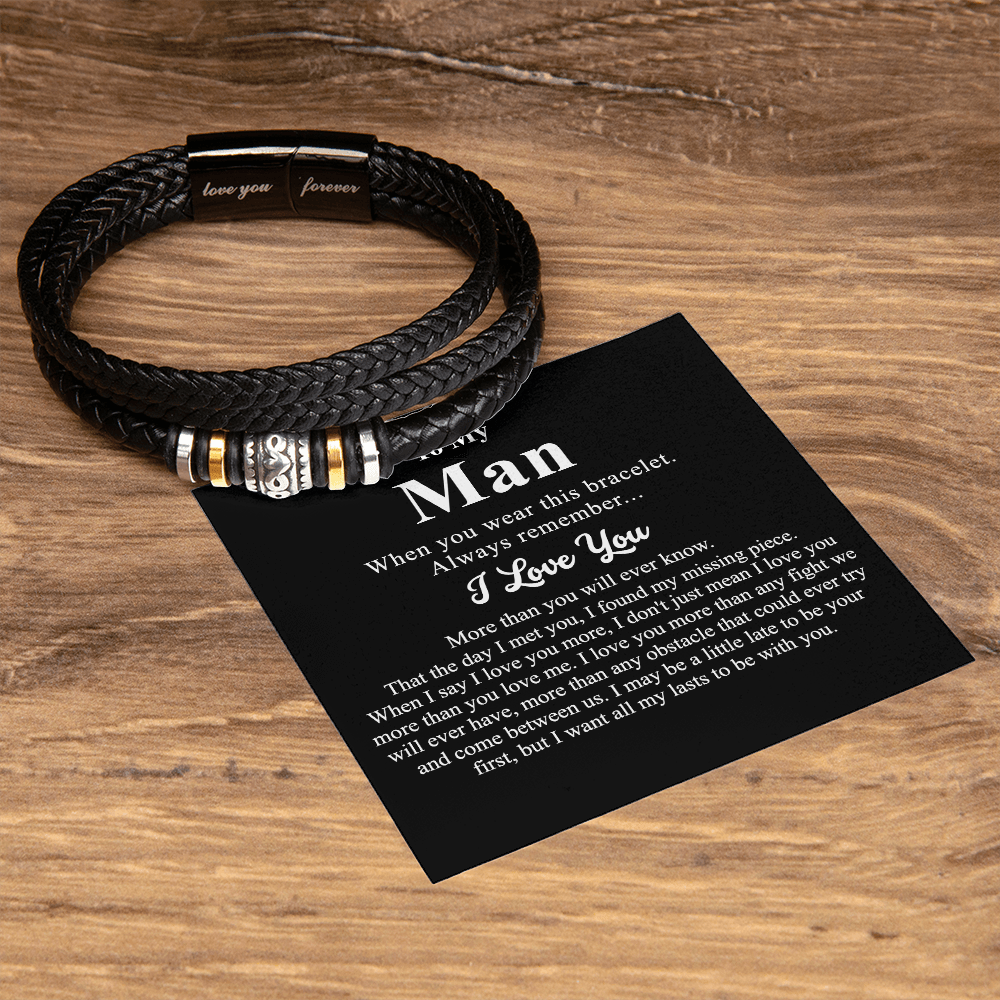 To My Man Bracelet Gift For Him, Man And Women Jewelry Gift For Men Christmas