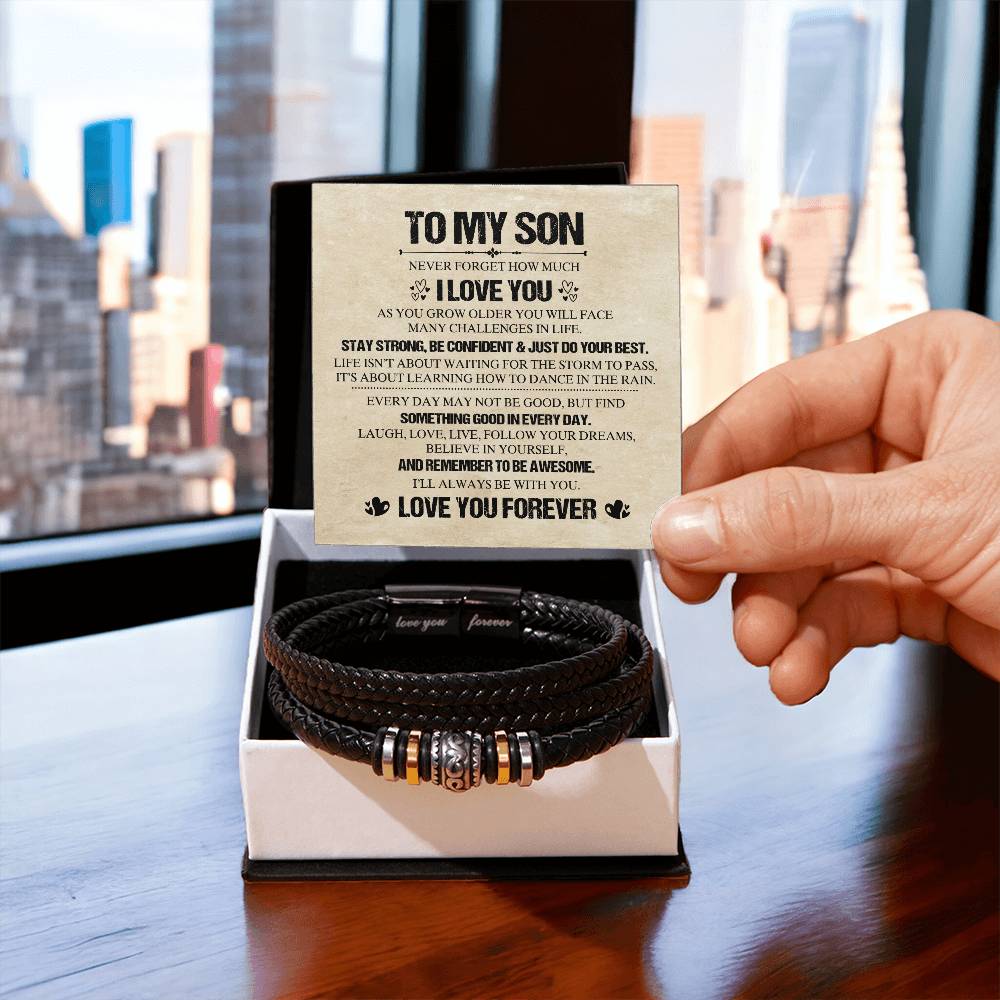 To My Son Bracelet From Dad, Bracelet Jewelry With Message Card and Box For Him