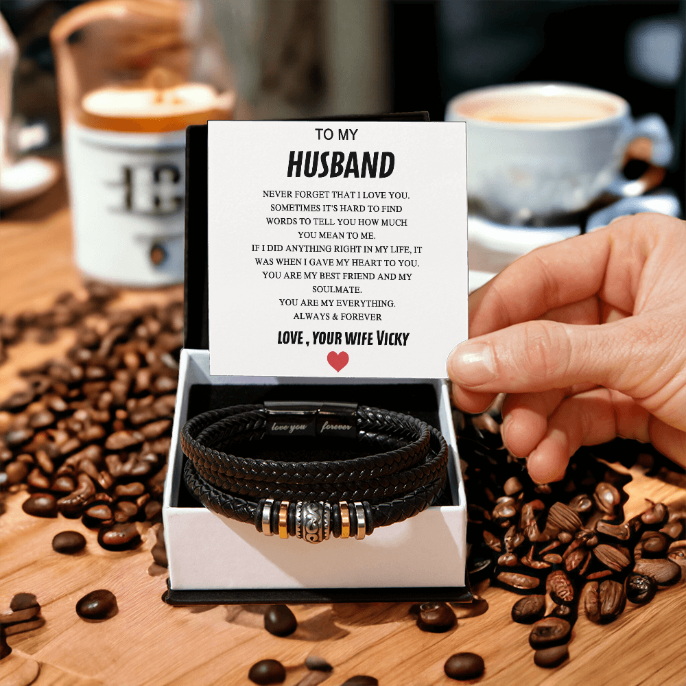 To My Husband Bracelet From Wife, Jewelry Gift For Him Men On Wedding Christmas