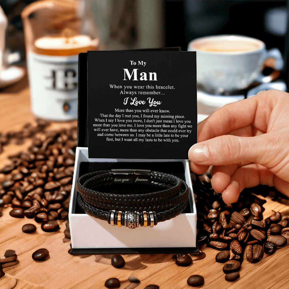 To My Man Bracelet Gift For Him, Man And Women Jewelry Gift For Men Christmas