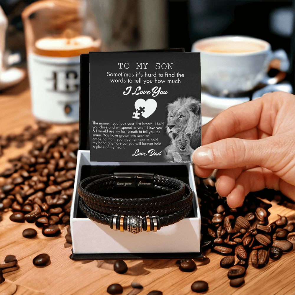 Love You Forever Bracelet, To My Son Bracelets Lion From Dad Jewelry Gift Men