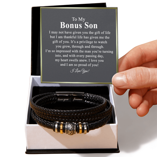 To My Bonus Son Love You Forever Bracelet, Jewelry Gift Son From Dad Bracelets