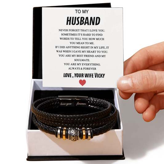 To My Husband Bracelet From Wife, Jewelry Gift For Him Men On Wedding Christmas