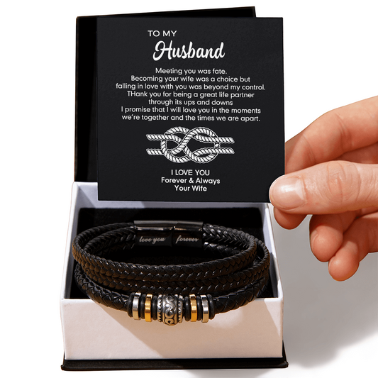1 To My Husband Bracelet From Wife, Inspirational Bracelets With Message Card In Box Gift For Him, Wristband Husband And Wife Jewelry For Birthday, Christmas, Graduation Love You Forever Bracelets