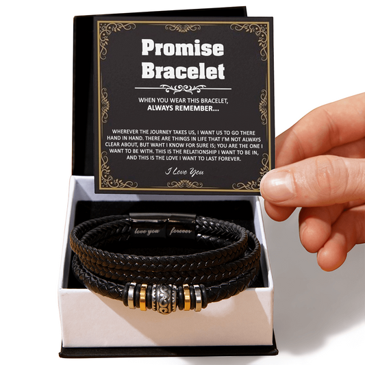 1 Promise Bracelet With Box From Girlfriend, Girls Jewelry Gift For Mens, I Love You Forever Bracelets Gifts For Him, Promise Bracelets Gift Card In My Massage Braided Leather Gift On Anniversary