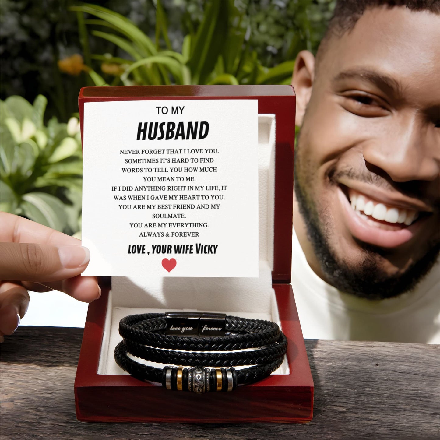 To My Husband Bracelet From Wife, Jewelry Gift For Him Men On Wedding Christmas