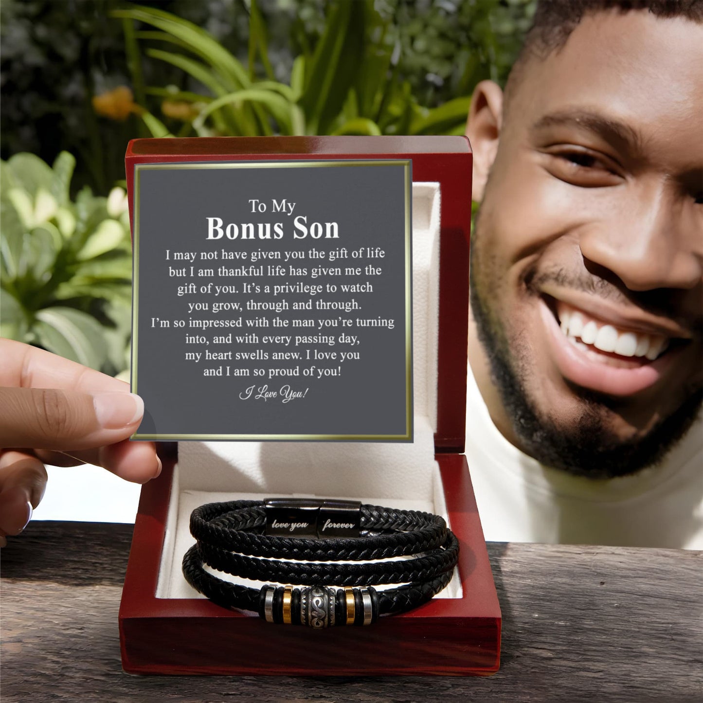 To My Bonus Son Love You Forever Bracelet, Jewelry Gift Son From Dad Bracelets