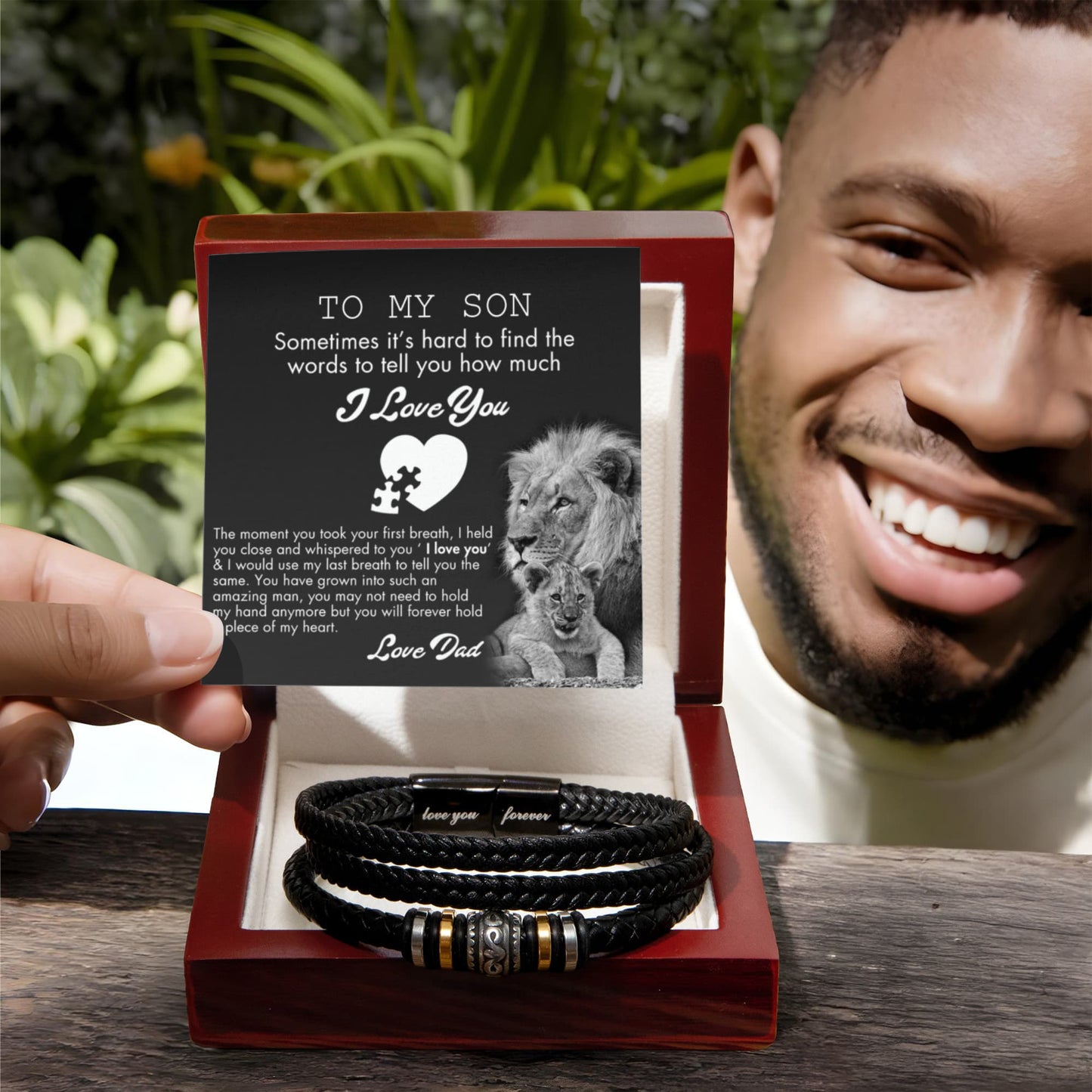Love You Forever Bracelet, To My Son Bracelets Lion From Dad Jewelry Gift Men