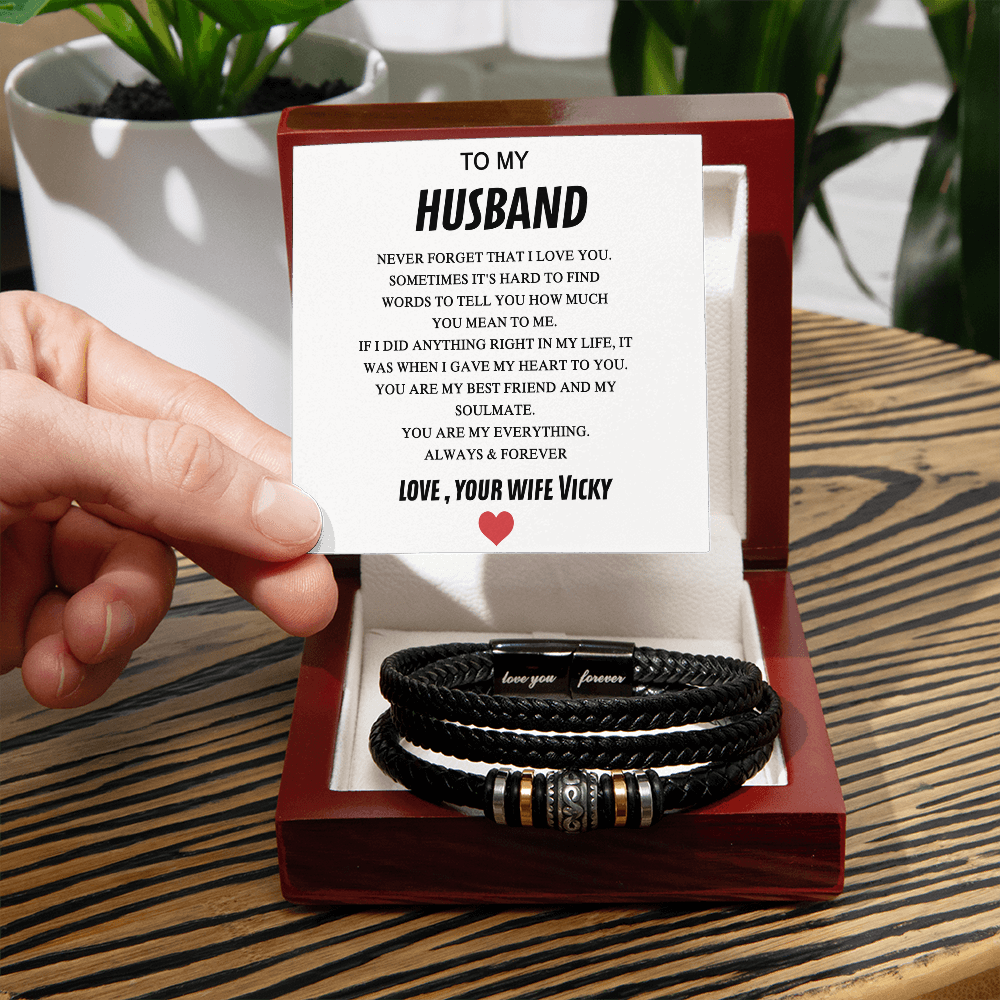 To My Husband Bracelet From Wife, Jewelry Gift For Him Men On Wedding Christmas