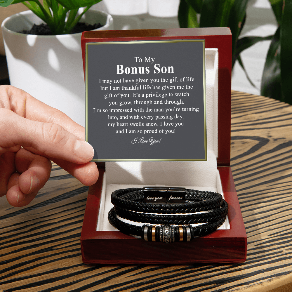 To My Bonus Son Love You Forever Bracelet, Jewelry Gift Son From Dad Bracelets
