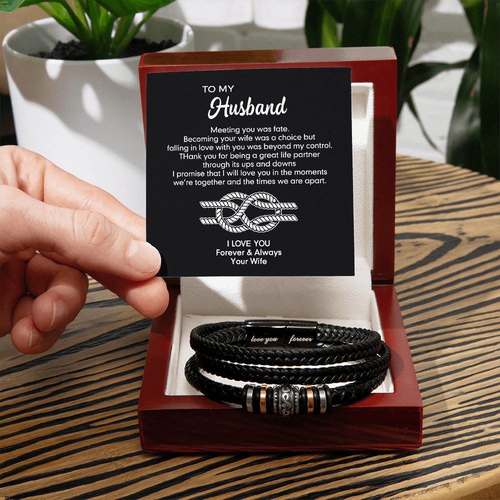 To My Husband Bracelet From Wife, Inspirational Bracelets With Message Card In Box Gift For Him, Wristband Husband And Wife Jewelry For Birthday, Christmas, Graduation Love You Forever Bracelets