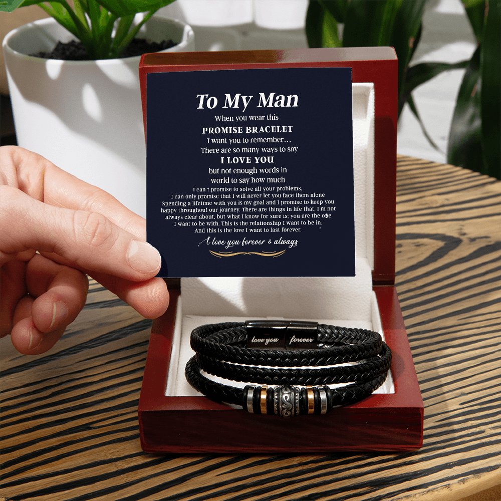 To My Man Bracelet Gift For Him, I Love You Jewelry Gift For Men On Christmas