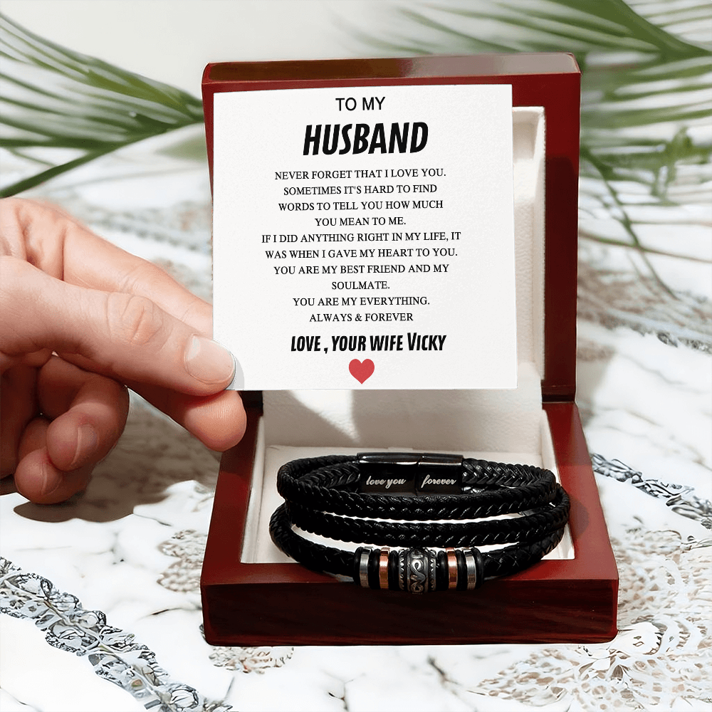 To My Husband Bracelet From Wife, Jewelry Gift For Him Men On Wedding Christmas