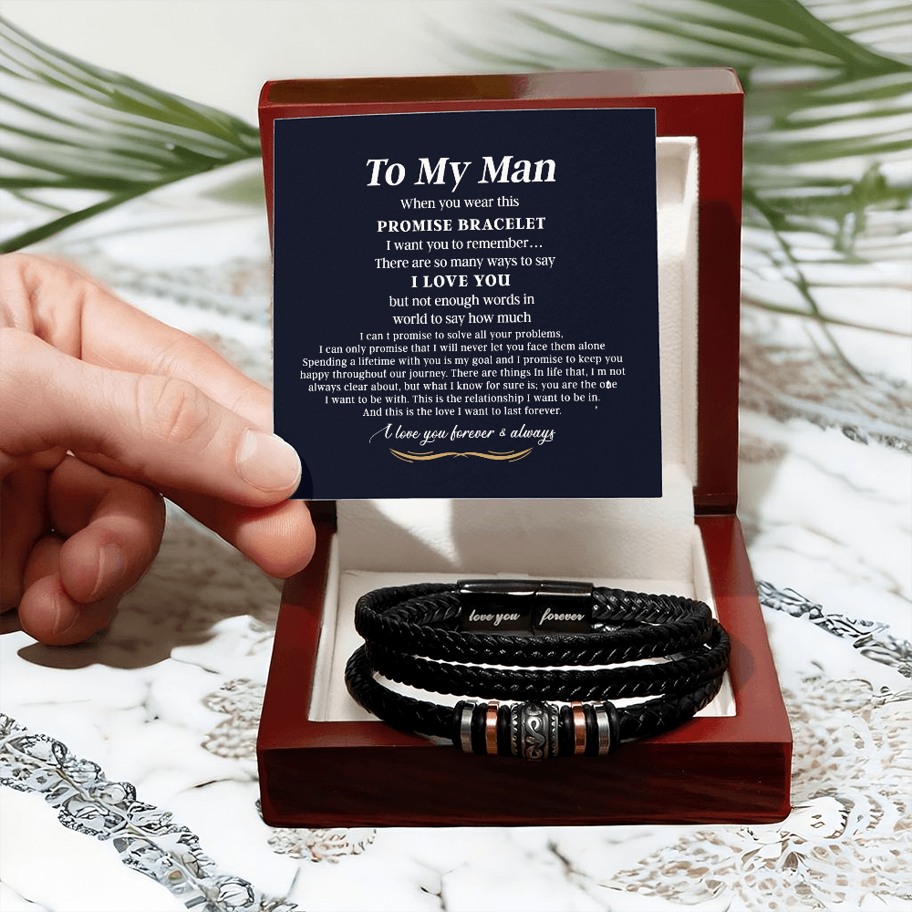 To My Man Bracelet Gift For Him, I Love You Jewelry Gift For Men On Christmas