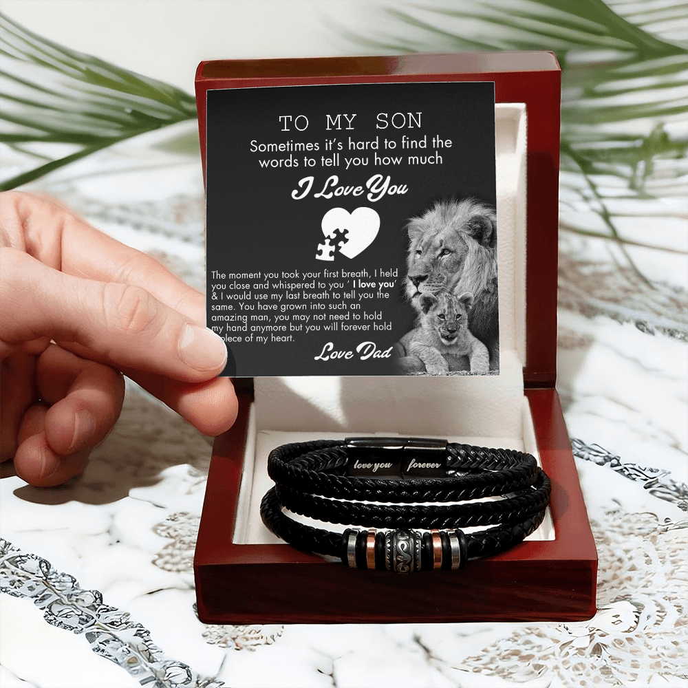 Love You Forever Bracelet, To My Son Bracelets Lion From Dad Jewelry Gift Men