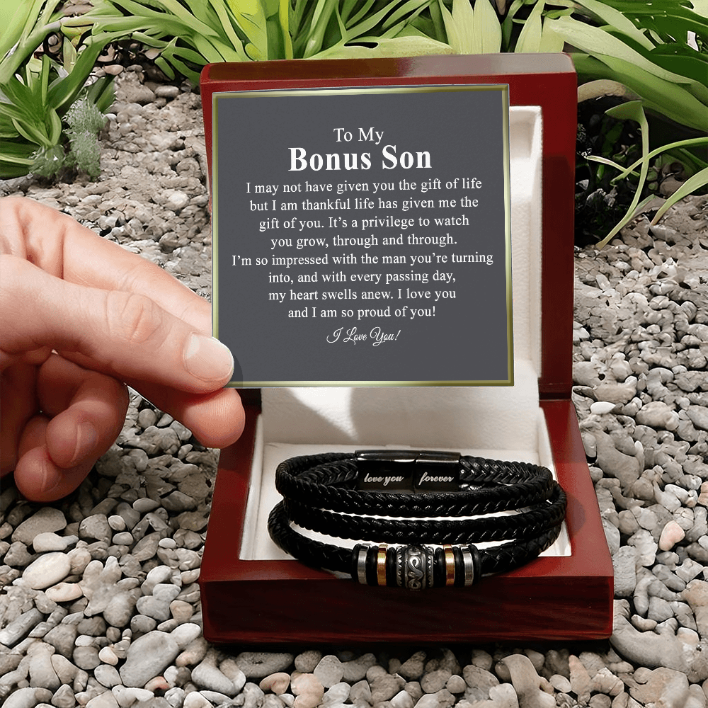 To My Bonus Son Love You Forever Bracelet, Jewelry Gift Son From Dad Bracelets